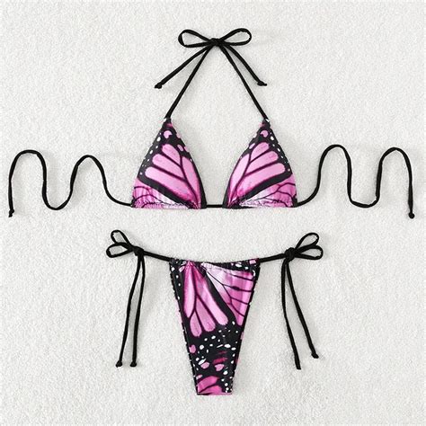 Pink Butterfly Bikini Micro Bikini Extreme Micro Bikini Etsy