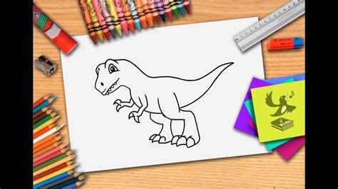 Une planche modèle pour dessiner des dino avec les enfants. Hoe teken je een dinosaurus? Zelf dino leren tekenen - YouTube