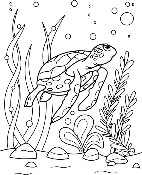 Sea Turtle Coloring Page For Kids 8998208 Vector Art At Vecteezy