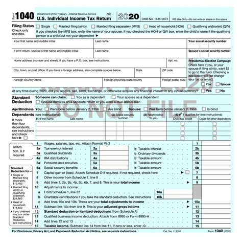 Federal Income Tax Form 1040 Sr Tax