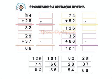 Atividades Operações Inversas Adição E Subtração