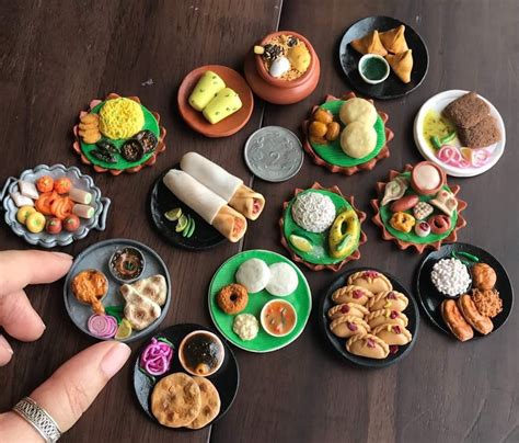 Handmade Polymer Clay Dollhouse Food Miniatures Magnets Indian Cuisine
