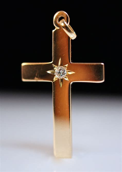 Vintage Diamond Cross Vintage Gold Cross Pendant In 14k Yellow