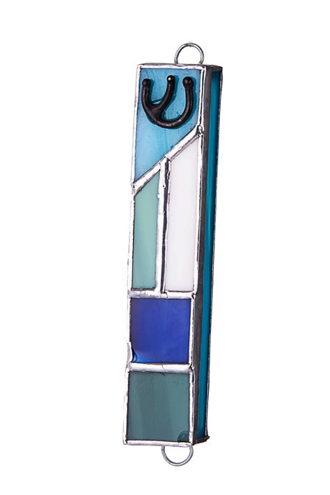Copa Judaica C136 Stained Glass Blue Mezuzah