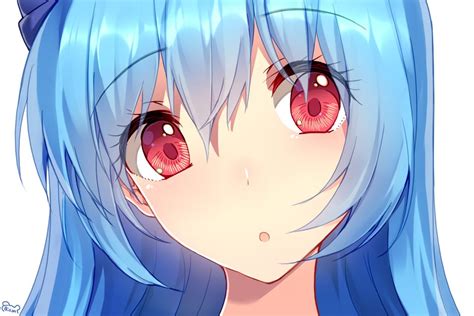 Anime Girl With Blue Hair And Red Eyes By Anjumaakavampire