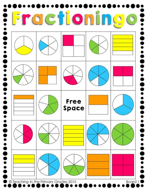 Identifying Fractions Bingo Game Math Fractions Fun Math Activities