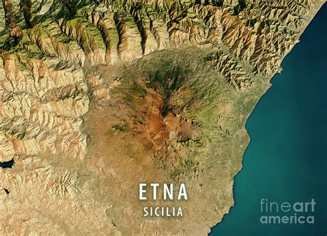 Mount etna is the highest volcano in europe, and one of most active of the world. Mount Etna 3D Render Satellite View Topographic Map ...