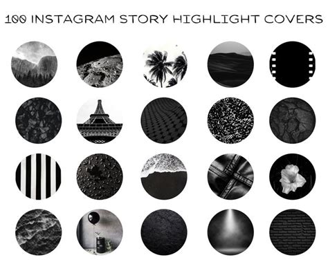 100 Instagram Highlight Covers Black Instagram Icons Dark Etsy