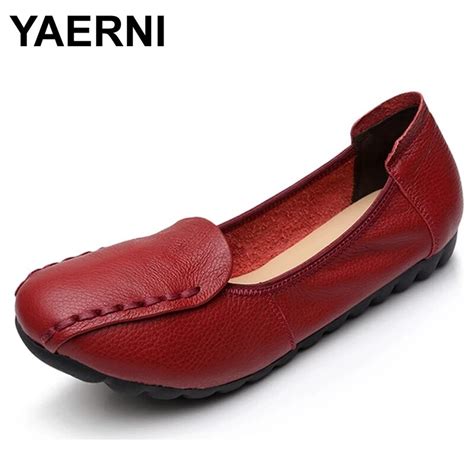 Yaerni Springautumn Woman Handmade Shoes Genuine Leather Flats Women