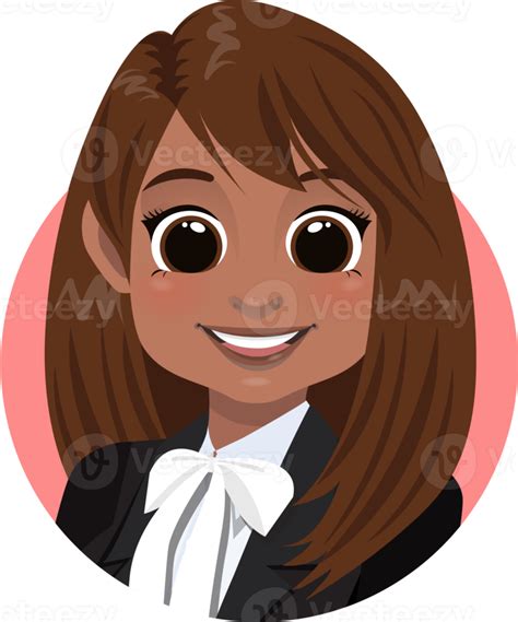 Smile American African Businesswoman Avatar Brown Hair Woman Face