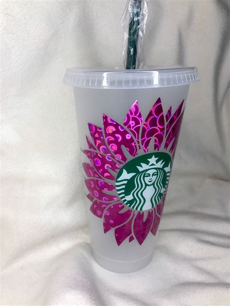 Pink Flower Reusable Starbucks Cup Etsy Starbucks Cups Custom Starbucks Cup Personalized