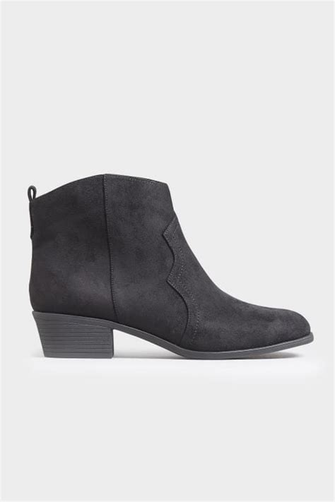 Black Western Ankle Boots In Extra Wide Fit Yours Clothing