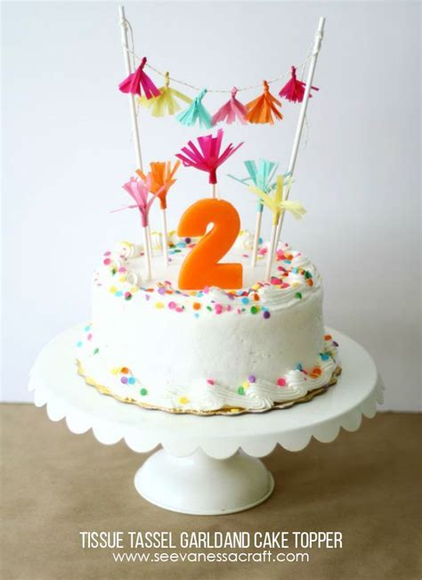 Tissue Tassel Garland Cake Topper Pasteles Y Tartas Tarta De Cumpleaños Pastel De Cumpleaños