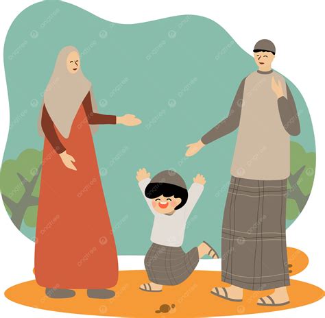 무슬림 가족 일러스트 라마단 이슬람 행복한 가족 Png 일러스트 및 Psd 이미지 무료 다운로드 Pngtree