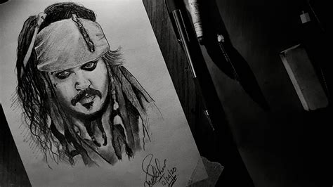 Jack Sparrow Pirates Of The Caribbean Johnny Depp Pencil Sketch Daily Challenge Youtube
