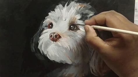 How To Draw A Cute Dogwith Acrylic Paint Youtube