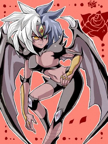 an anime character with white hair and black wings holding a knife in her hand