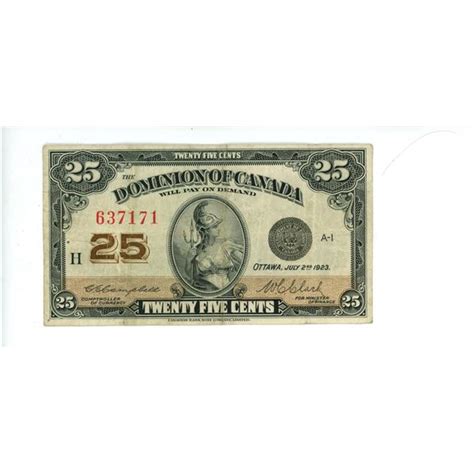 Dominion Of Canada 1923 25 Cent Bill Schmalz Auctions