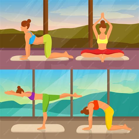 Mujeres Haciendo Yoga En El Gimnasio Relajación Y Meditación En El Fondo De La Naturaleza