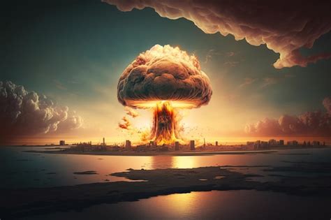 Premium Ai Image A Picture Of A Nuclear Explosion With A City In The