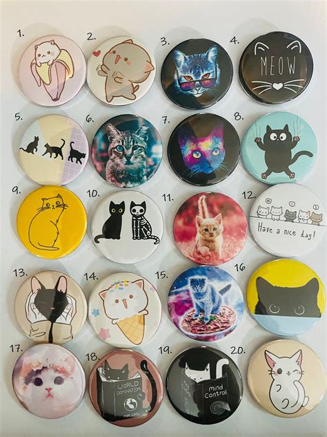 175 And 225 Cat Button Pins Pin Badges Pinback Patches