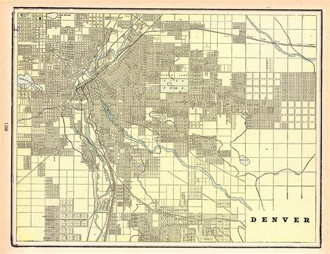 1901 Antique Denver City Map Vintage Street Map Of Denver Colorado Wall