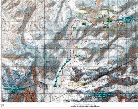 Denalis West Buttress Annotated Topo Map Photos Diagrams And Topos