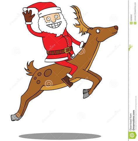 santa claus riding his deer stock vector image 26838087