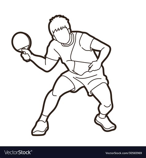 Ping Pong Player Table Tennis Action Cartoon Vector Image