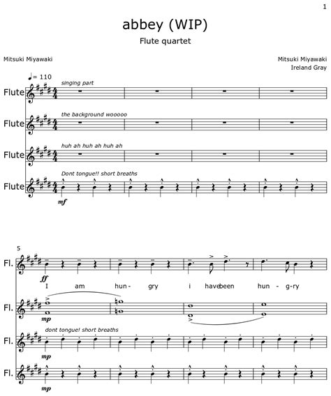 abbey wip sheet music for flute