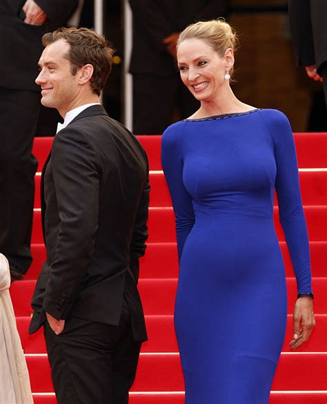 Cinebum12 Uma Thurman Striking Blue Dress At Cannes Closing Ceremony
