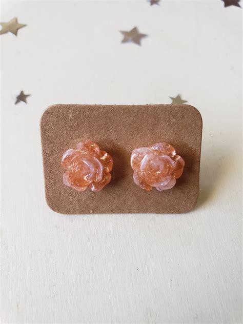 Custom Small Resin Rose Stud Earrings Pairs Ships Within Etsy