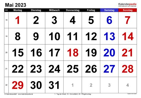 Kalender Mai 2023 Als Pdf Vorlagen