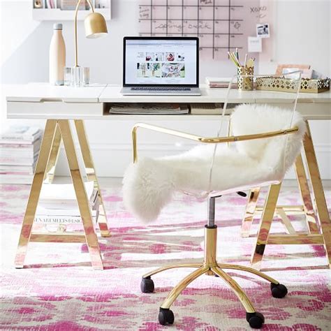 Our paige acrylic swivel chair combines smart details like rolling casters and adjustable height with totally modern design to bring inspiring. Gold Paige Acrylic Swivel Chair| Teen Desk Chair | Pottery ...