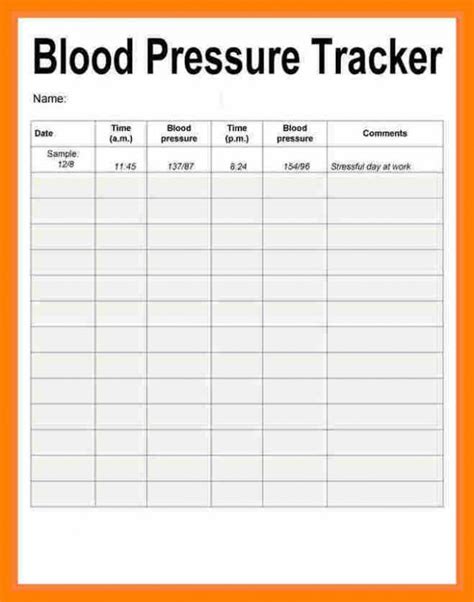 10 Printable Blood Pressure Chart Free Business Template Images And