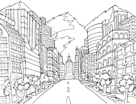 Easy City Coloring Page Coloring Pages