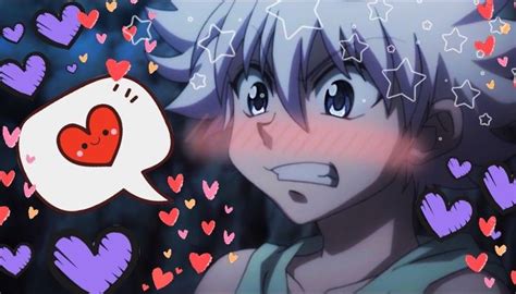 Killua Blush Hxh Love Reaction Heart Edit Anime Killua Art