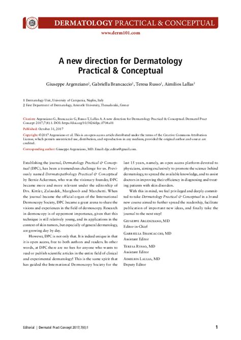 Pdf A New Direction For Dermatology Practical And Conceptual Teresa