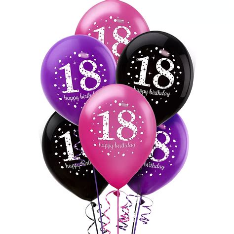 18th Birthday Balloons 6ct Pink Sparkling Celebration Party City