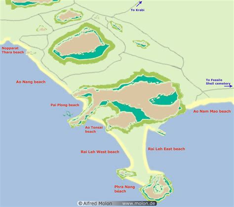Photo Of Rai Leh And Ao Nang Map Rai Leh And Phra Nang Beaches Krabi