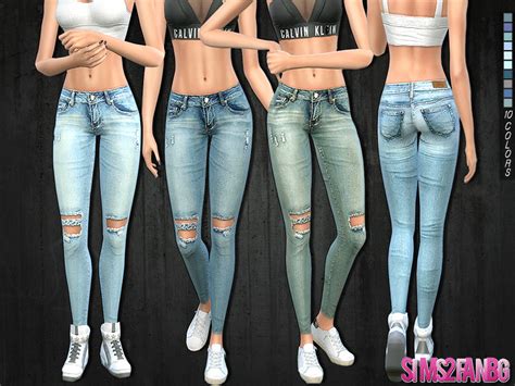The Sims Resource 213 Riped Skinny Jeans