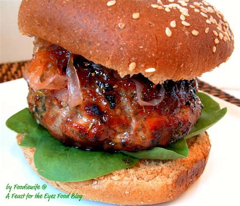 A Feast For The Eyes Feta Stuffed Fig Glazed Grilled Lamb Burgers With