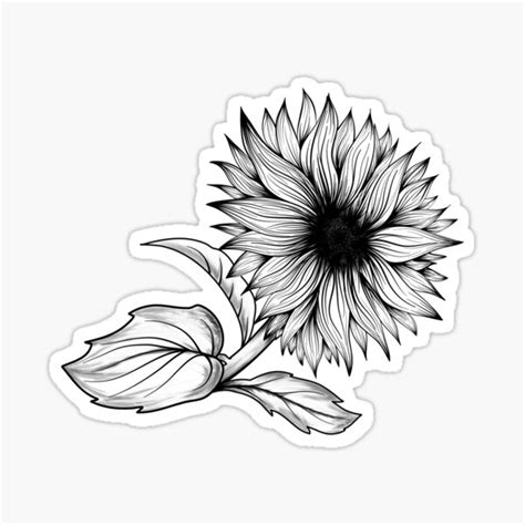 Black And White Sunflower Sticker For Sale By Allielizzy99 Redbubble