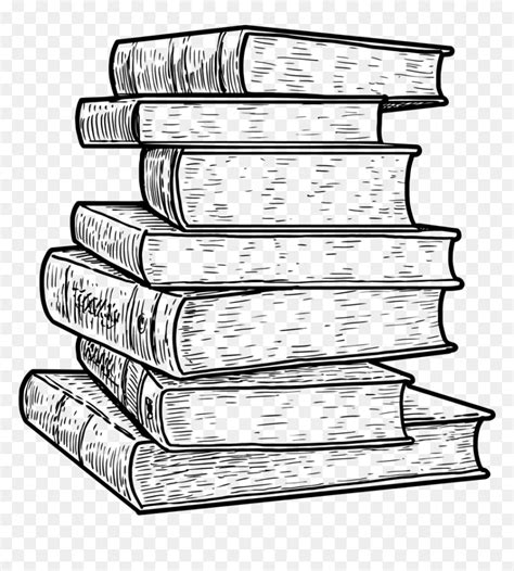 Stack Of Books Line Drawing Png Download Dessin Pile De Livre