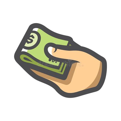 Hand Holding Money Cash Dollar Vector Icon Cartoon Illustration Stock