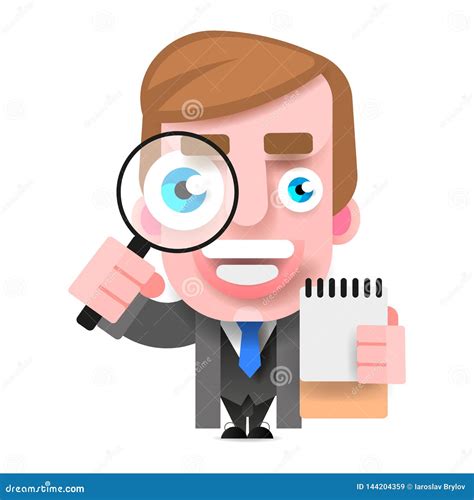 Detective Holding A Magnifying Glass Vector Illustration Stock Vector