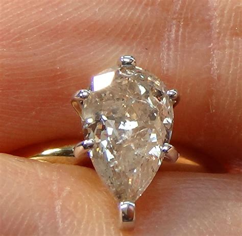 15 Ct Pear Shaped Champagne Diamond Solitaire Engagement Ring 14k
