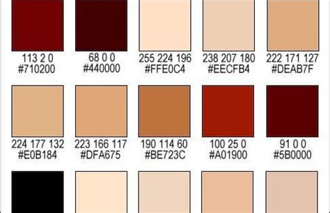 Skin Tone Color Code Human Skin Tone Color Palette Hex Rgb Codes Similar Pantone Color Name