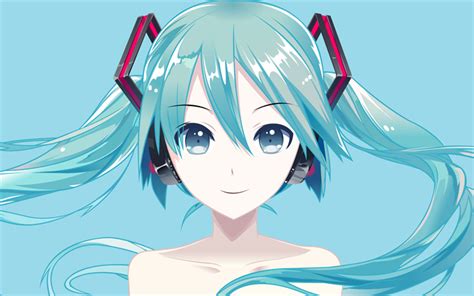 Download Wallpapers Hatsune Miku Minimal Artwork Vocaloid Blue Hair