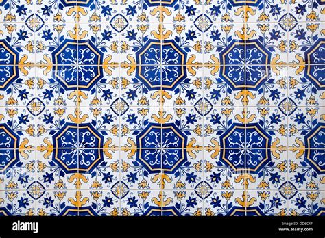 Hand Painted Portuguese Ceramic Tile Lisbon Portugal Europe Stock